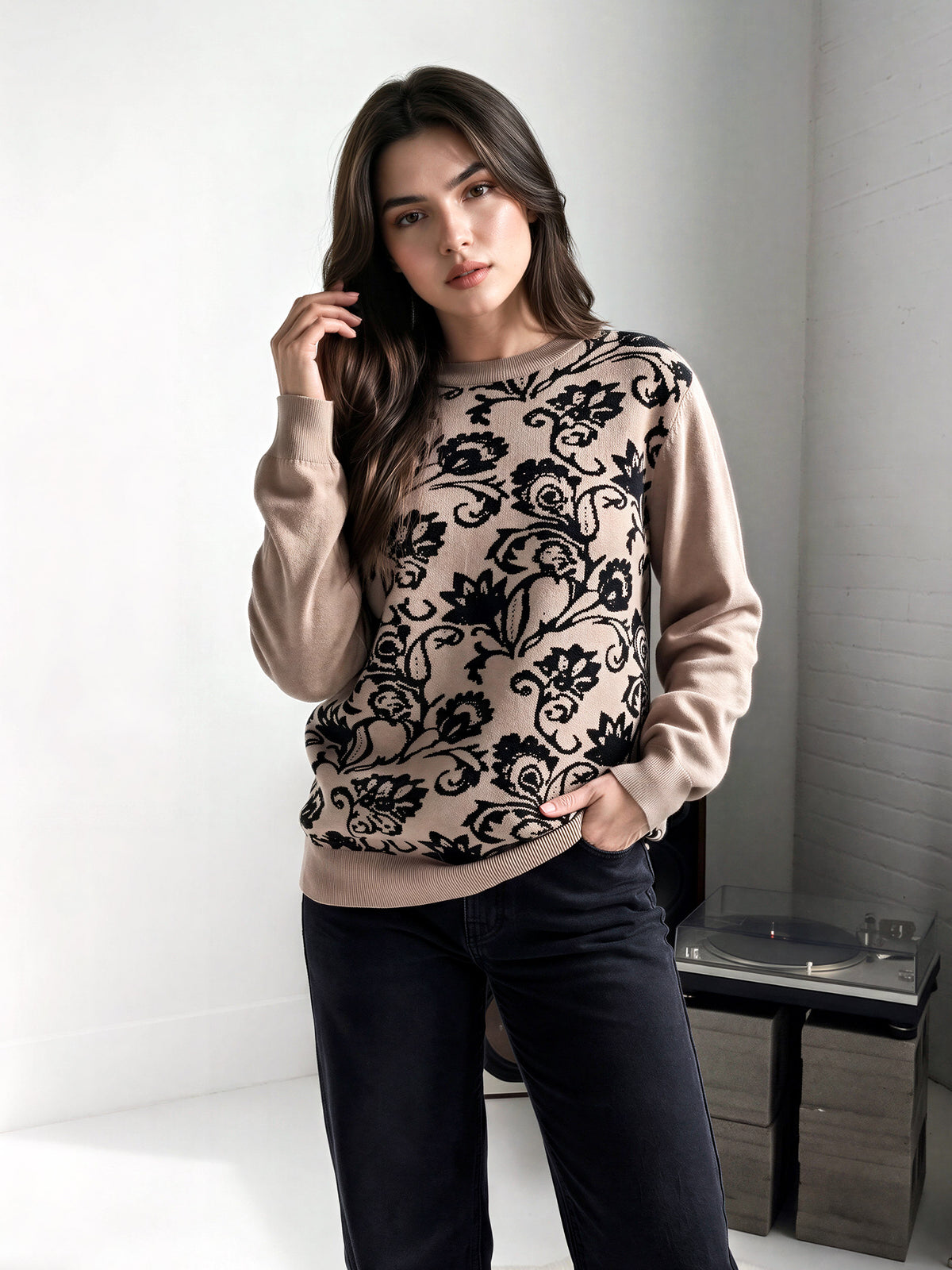 Woolen Jacquard Sweater