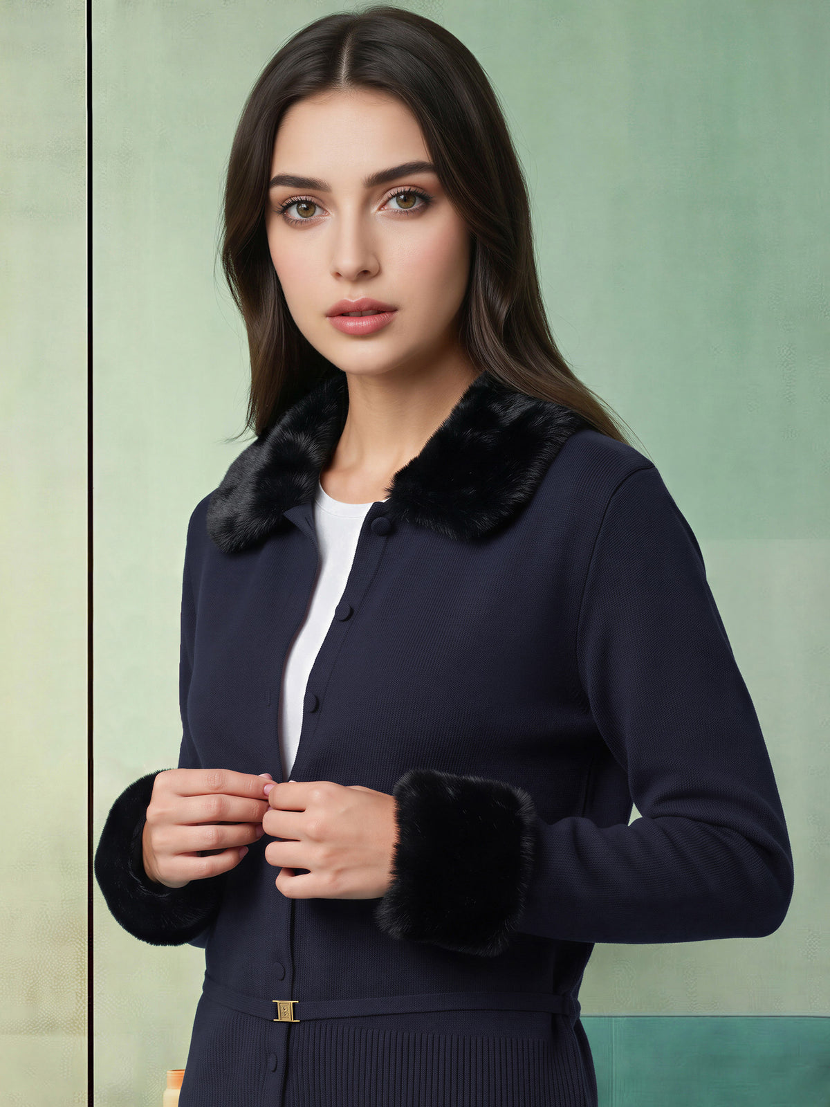 Fur Trim Cardigan