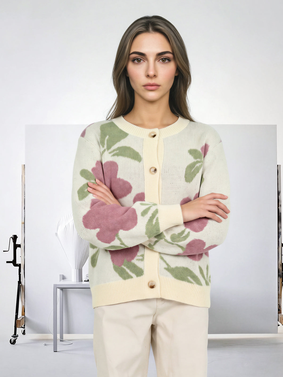 Woolen Jacquard Cardigan