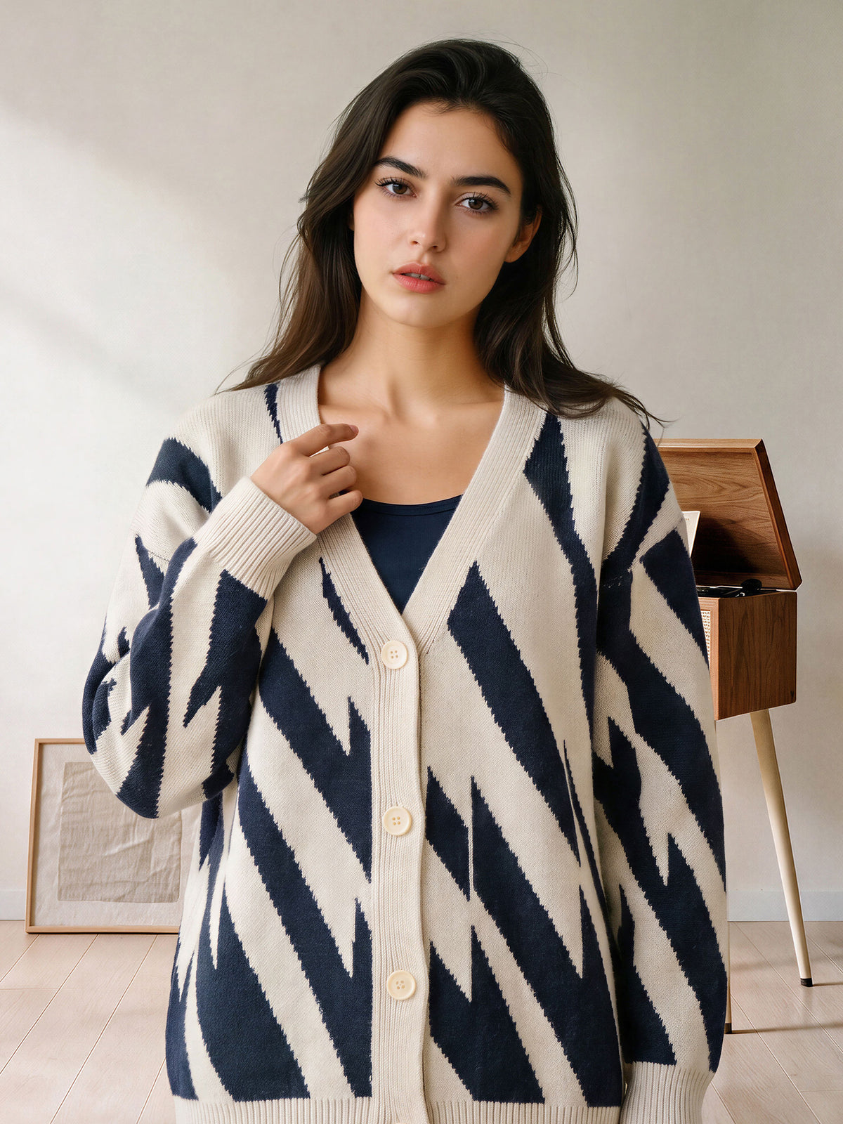 Abstract Stripe Cardigan