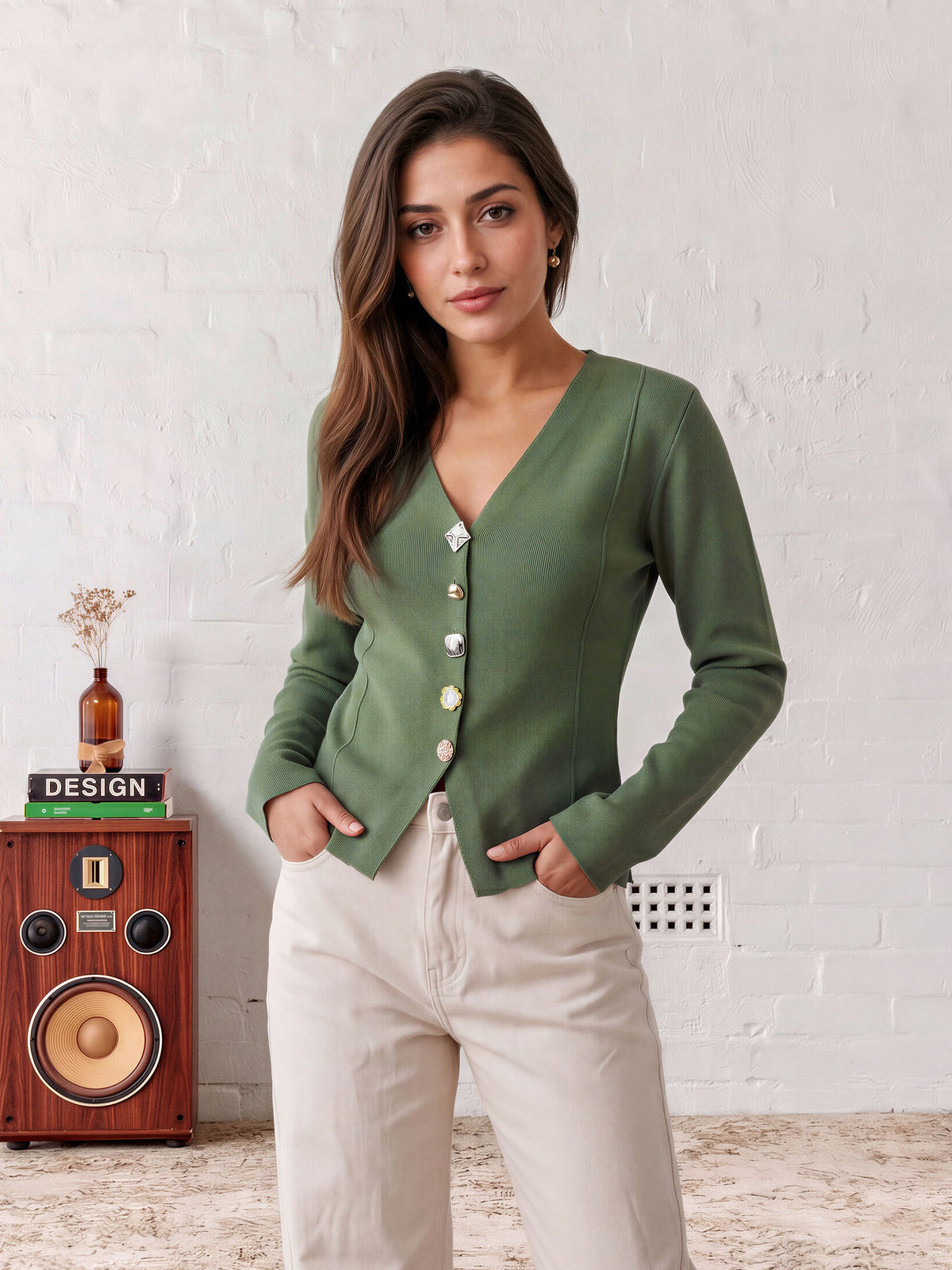 Fitted Button Cardigan