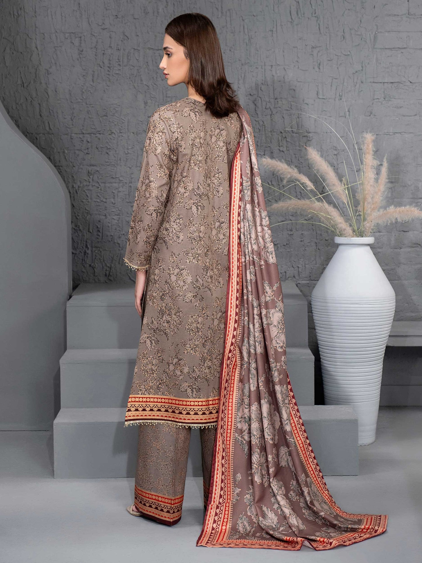 3 Piece Khaddar Suit-Paste Print (Unstitched)