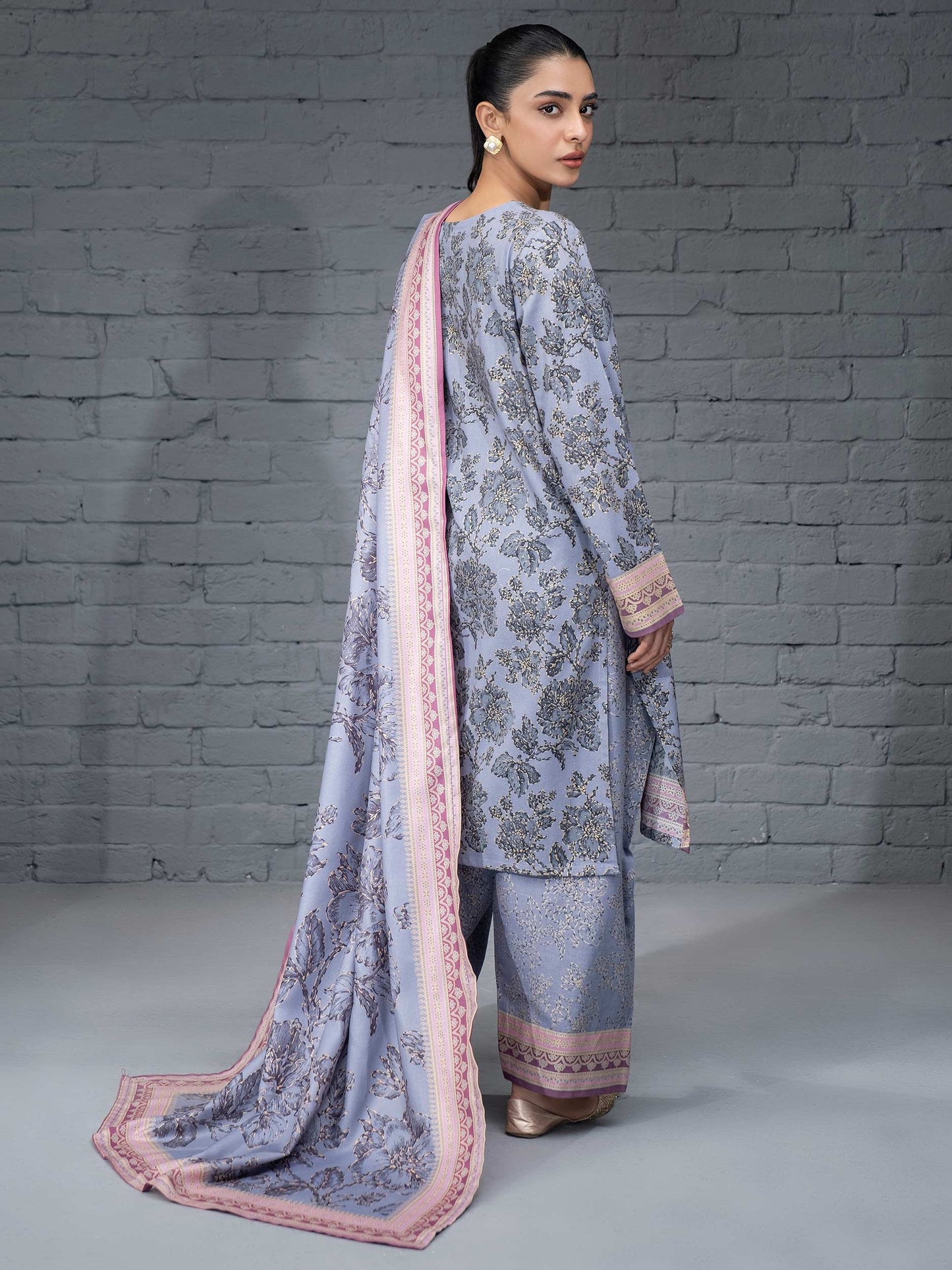 3 Piece Khaddar Suit-Paste Print (Unstitched)
