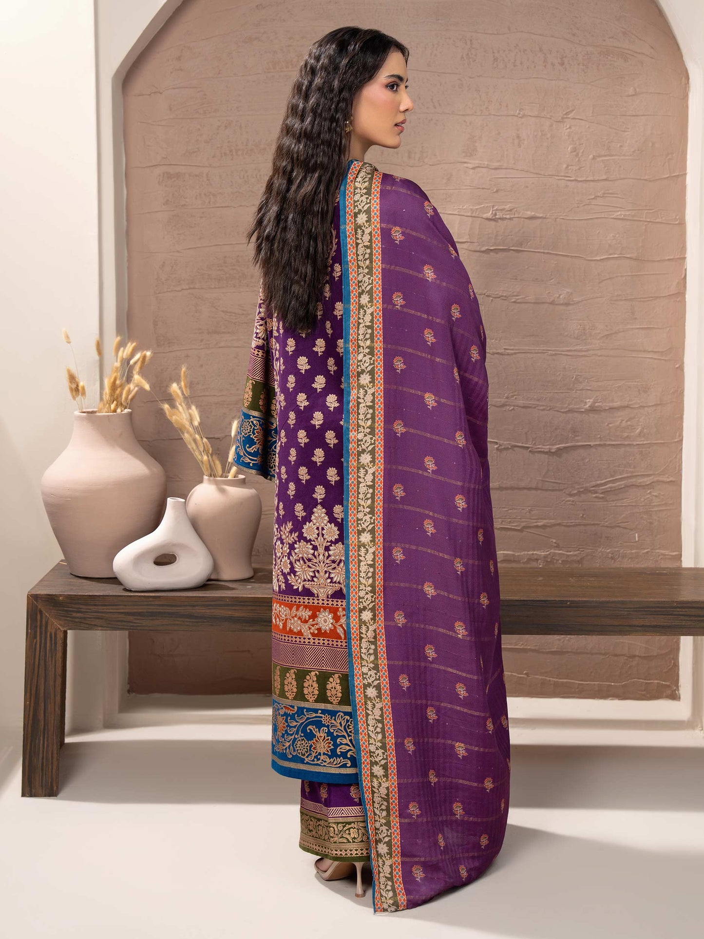 3 Piece Khaddar Suit-Paste Print (Unstitched)