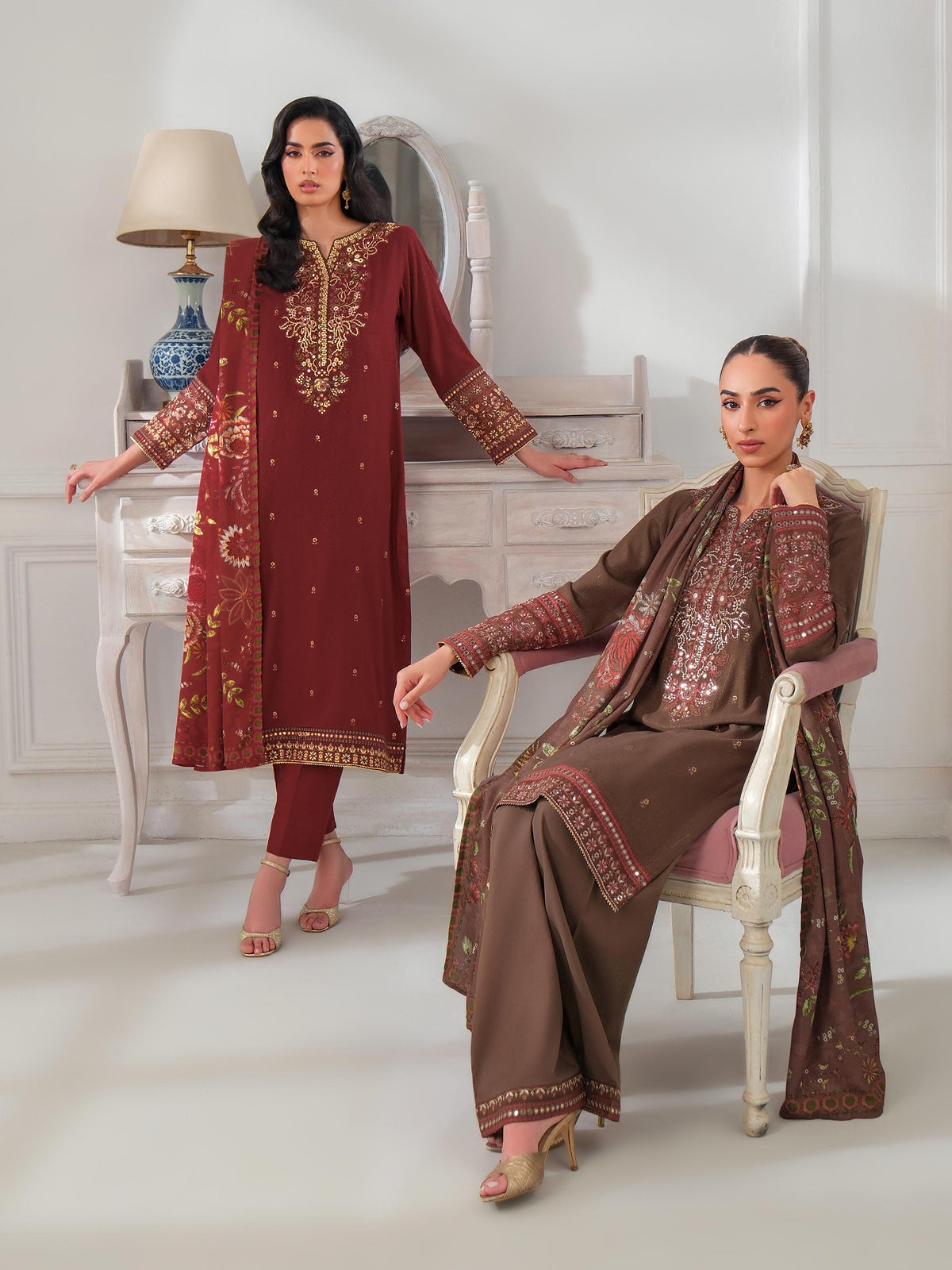 3 Piece Karandi Suit-Embroidered (Unstitched)