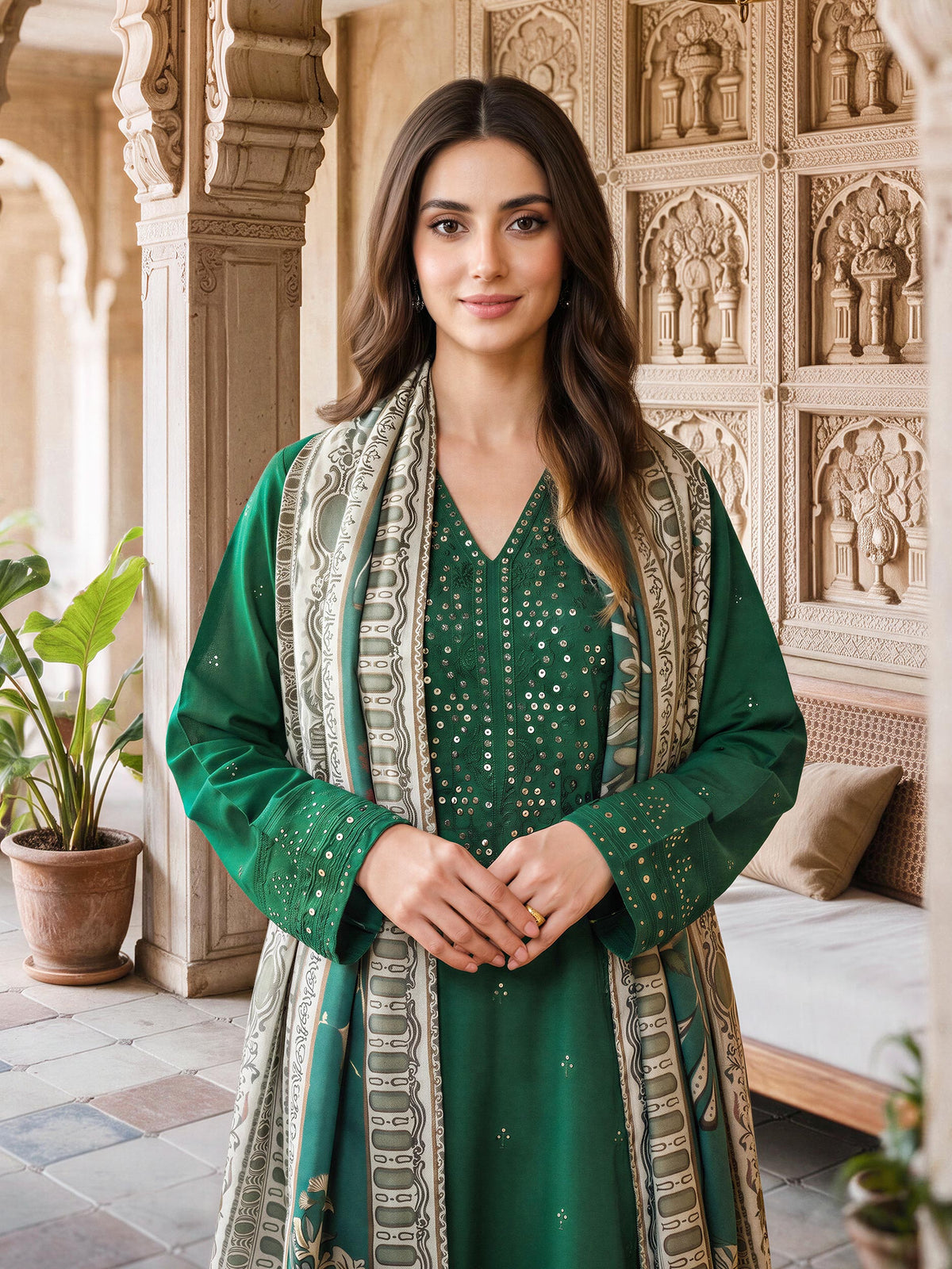 3 Piece Khaddar Suit- Embroidered (Unstitched)