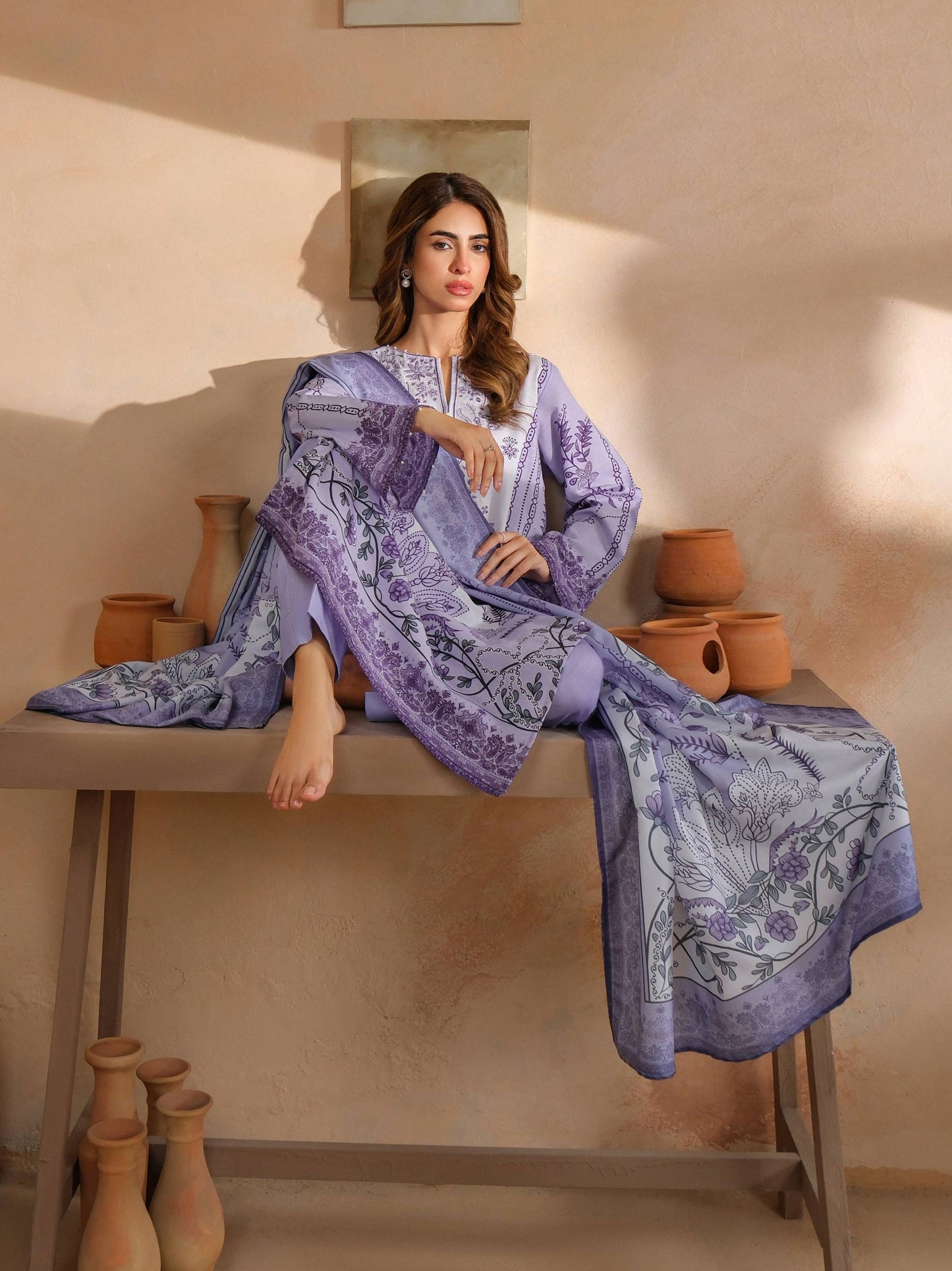 3 Piece Khaddar Suit-Embroidered (Unstitched)