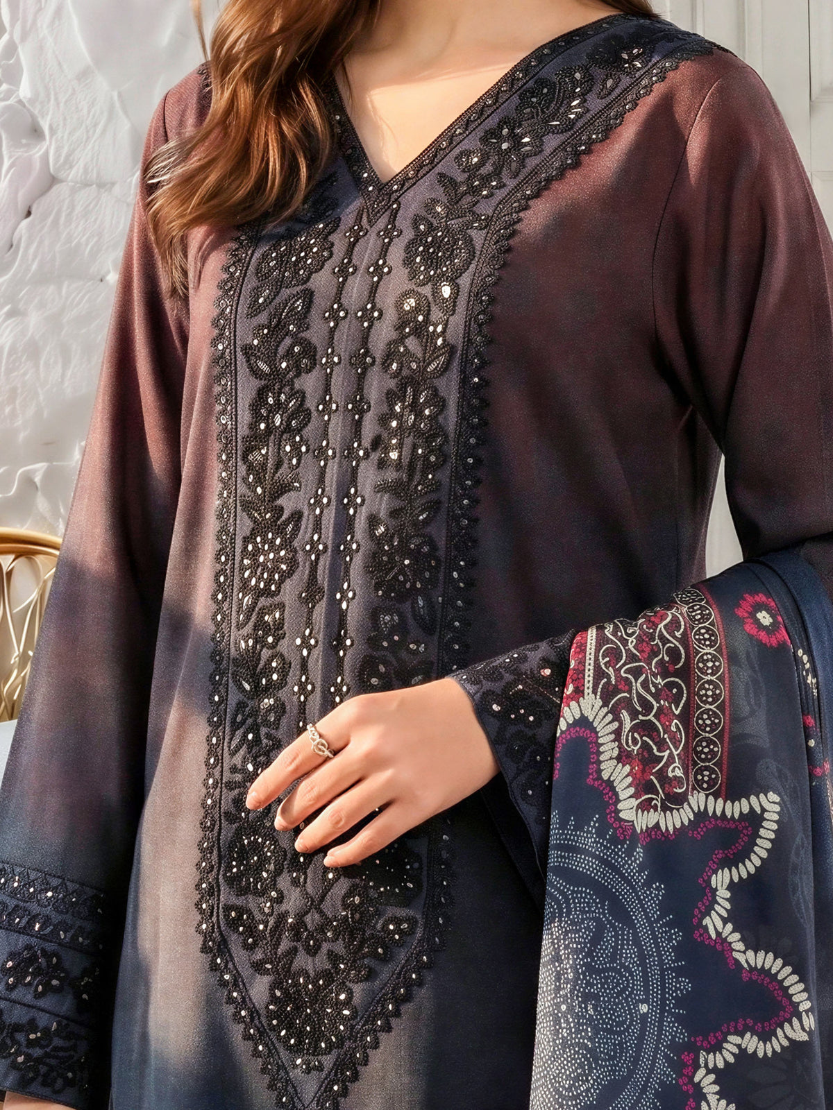 3 Piece Khaddar Suit-Embroidered (Unstitched)