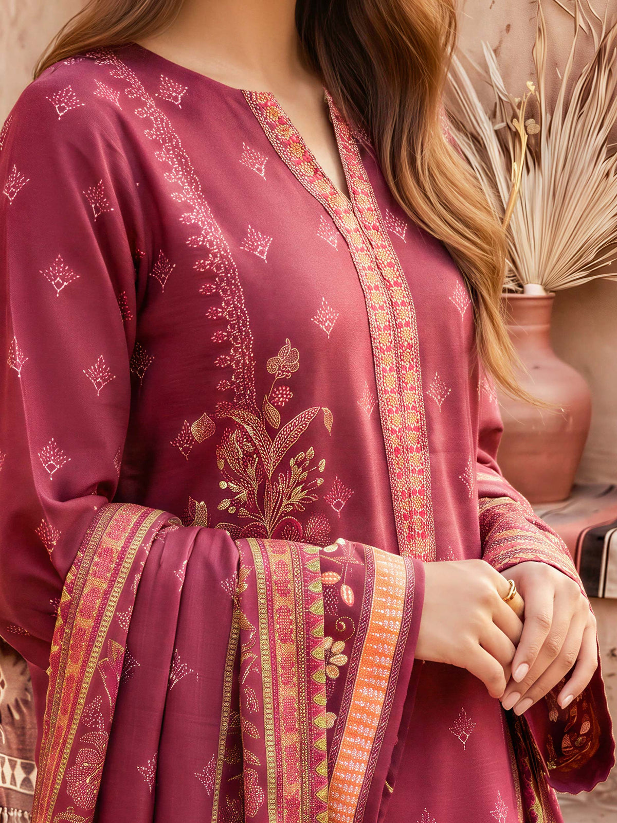 3 Piece Khaddar Suit-Printed (Unstitched)
