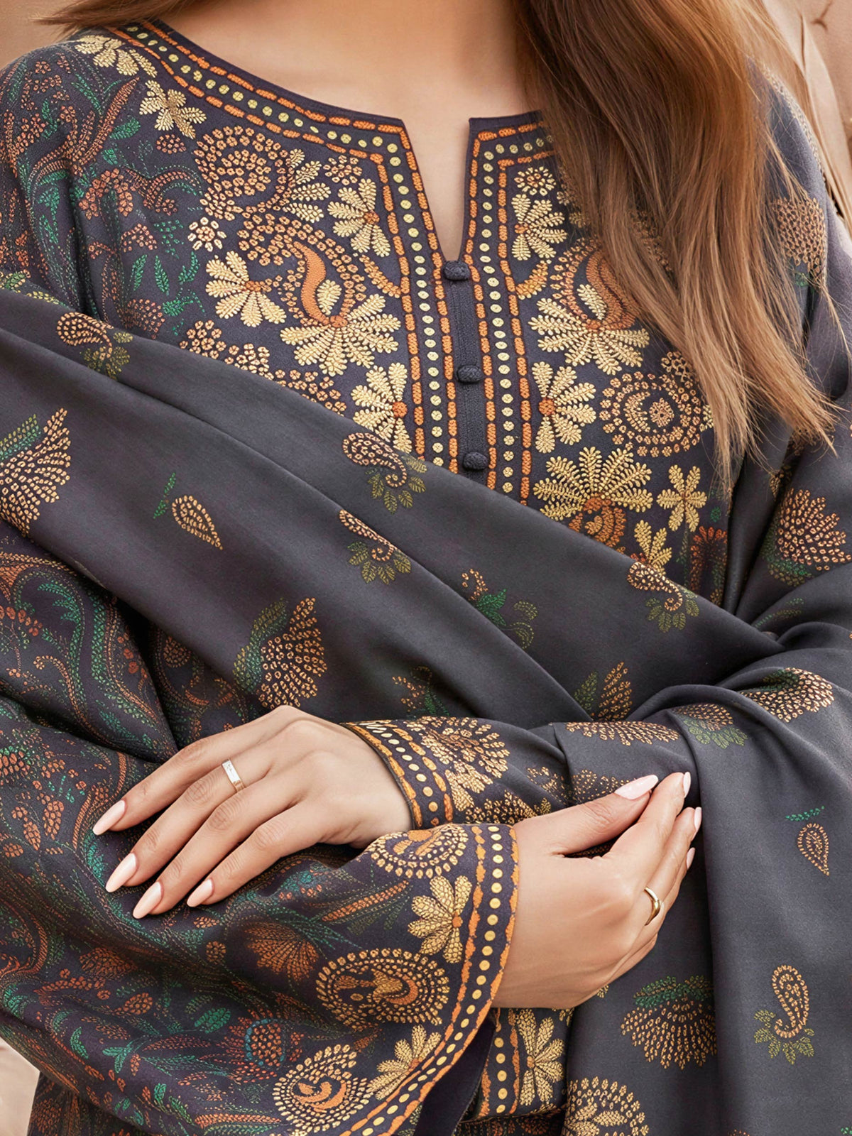 3 Piece Khaddar Suit-Printed (Unstitched)