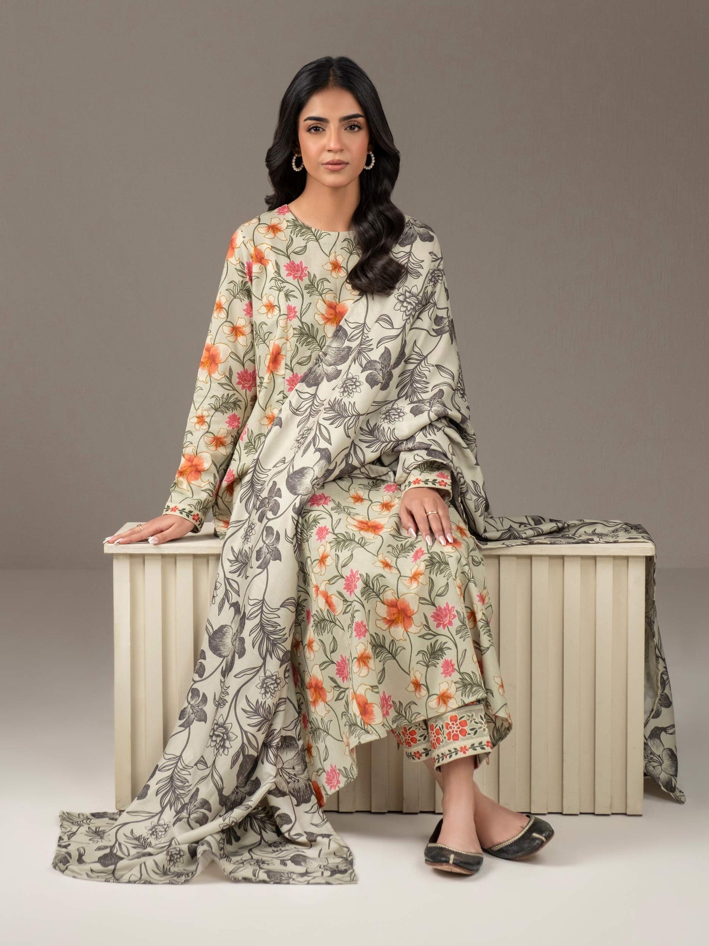 3 Piece Khaddar Suit-Printed (Unstitched)