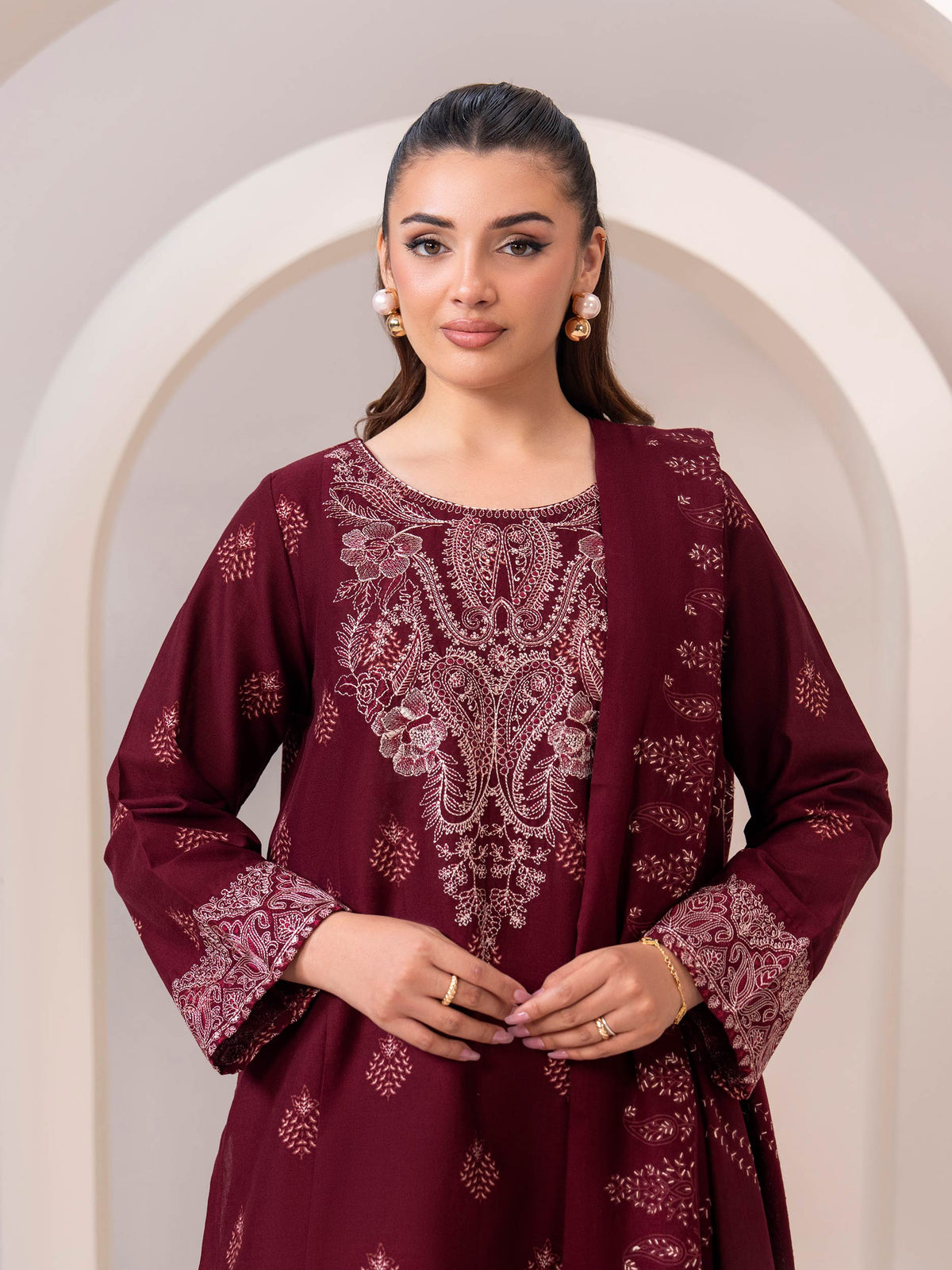 3 Piece Khaddar Suit-Embroidered (Unstitched)