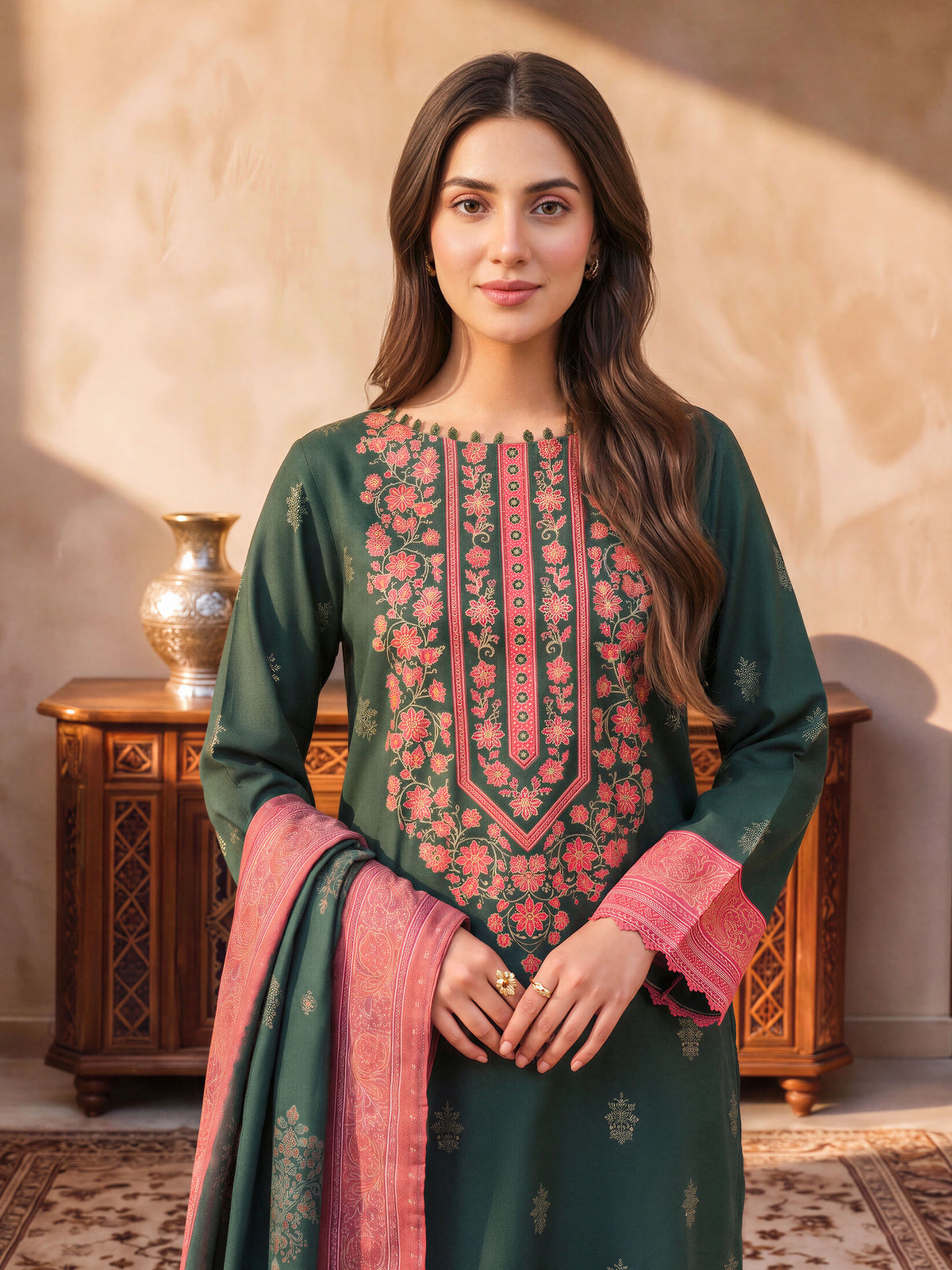 2 Piece Khaddar Paste Suit (Unstitched)