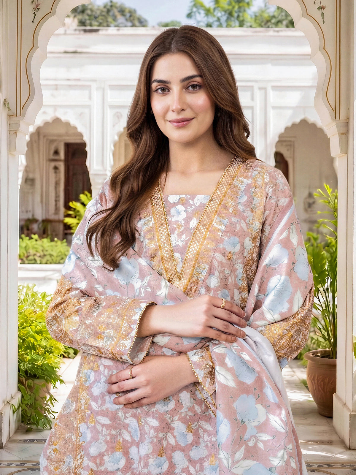 3 Piece Slub Khaddar Suit-Printed (Unstitched)