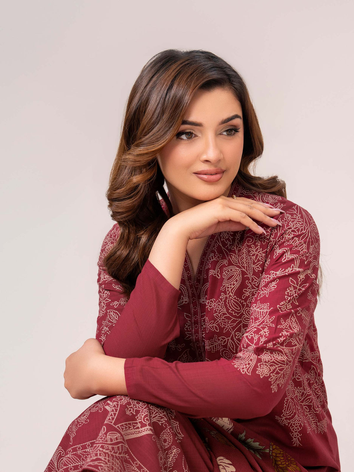 2 Piece Slub Khaddar Paste Suit (Unstitched)