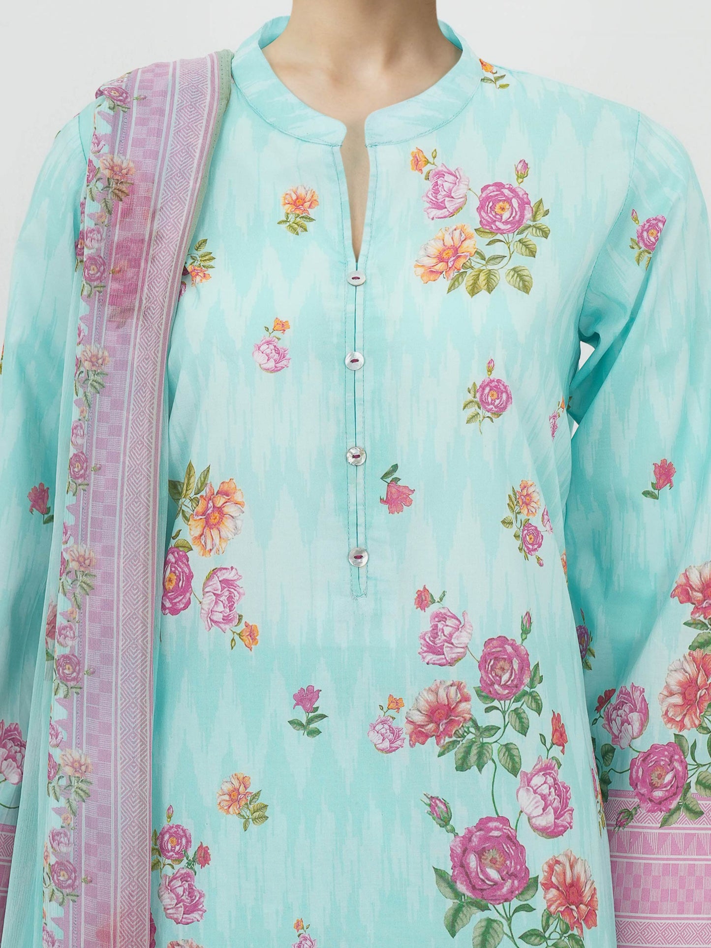 3 Piece Lawn Slub Suit- Printed (Unstitched)