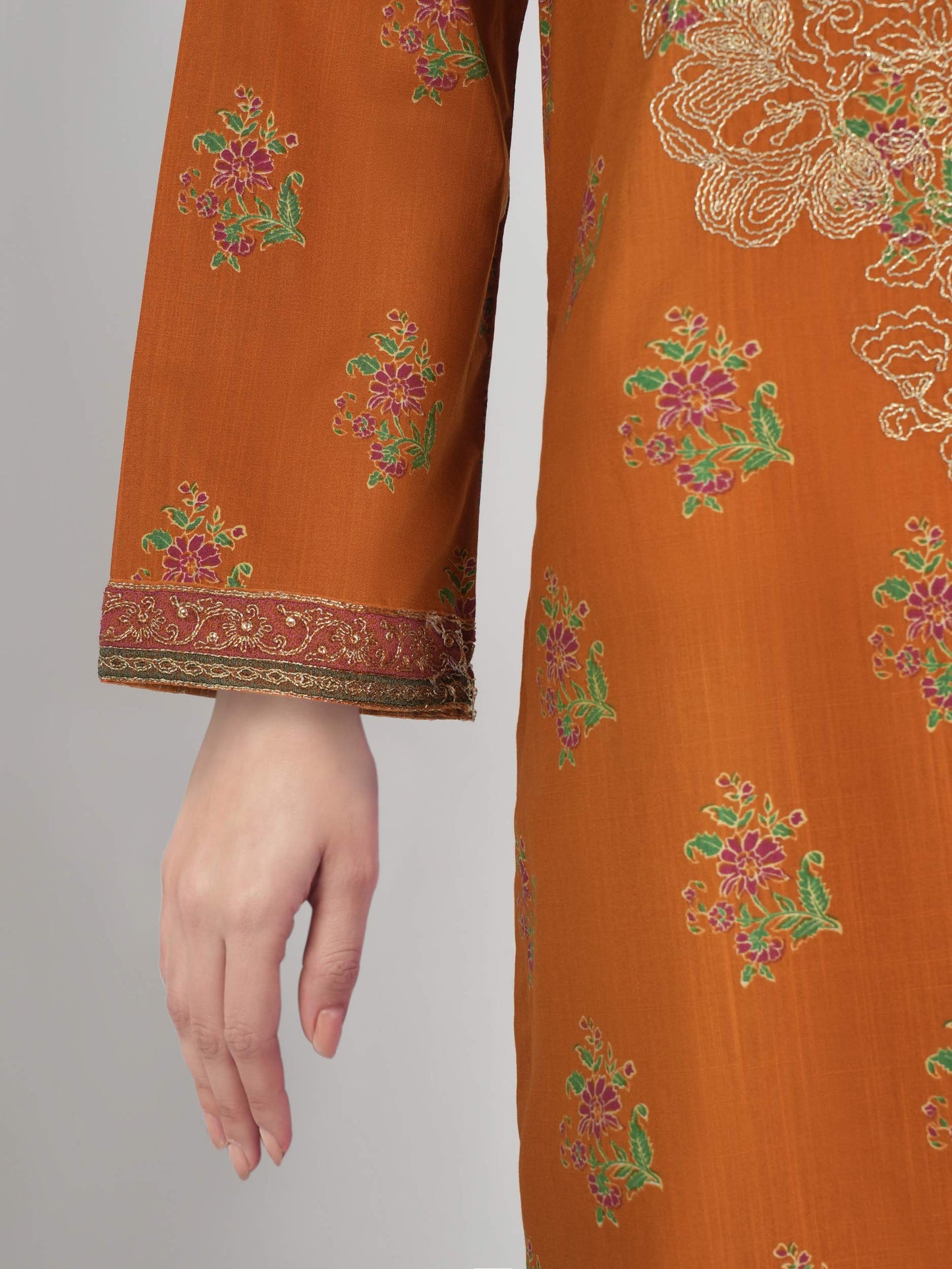 3 Piece Lawn Slub Suit- Embroidered (Unstitched)