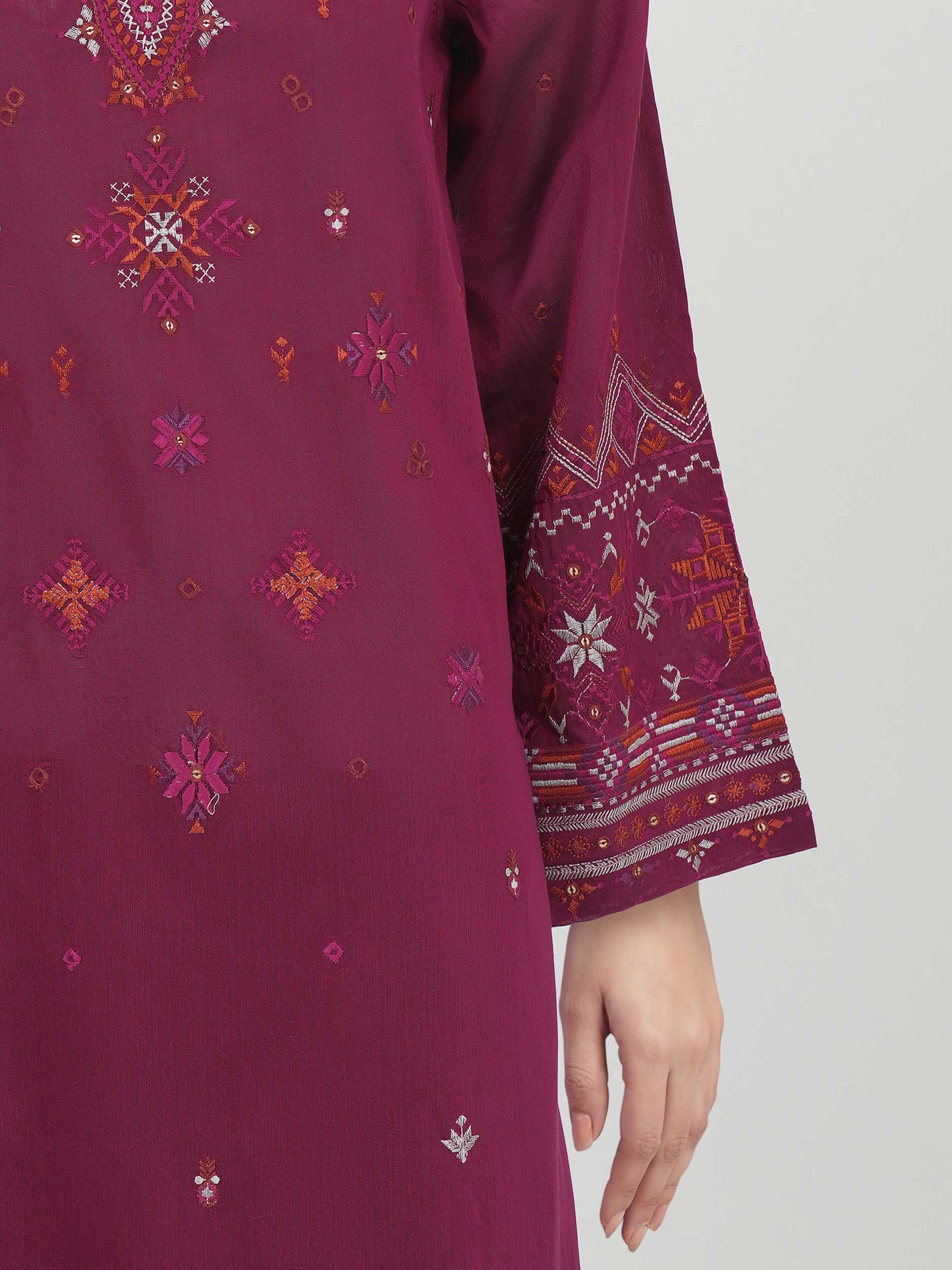 3 Piece Raw Silk Suit-Embroidered (Unstitched)