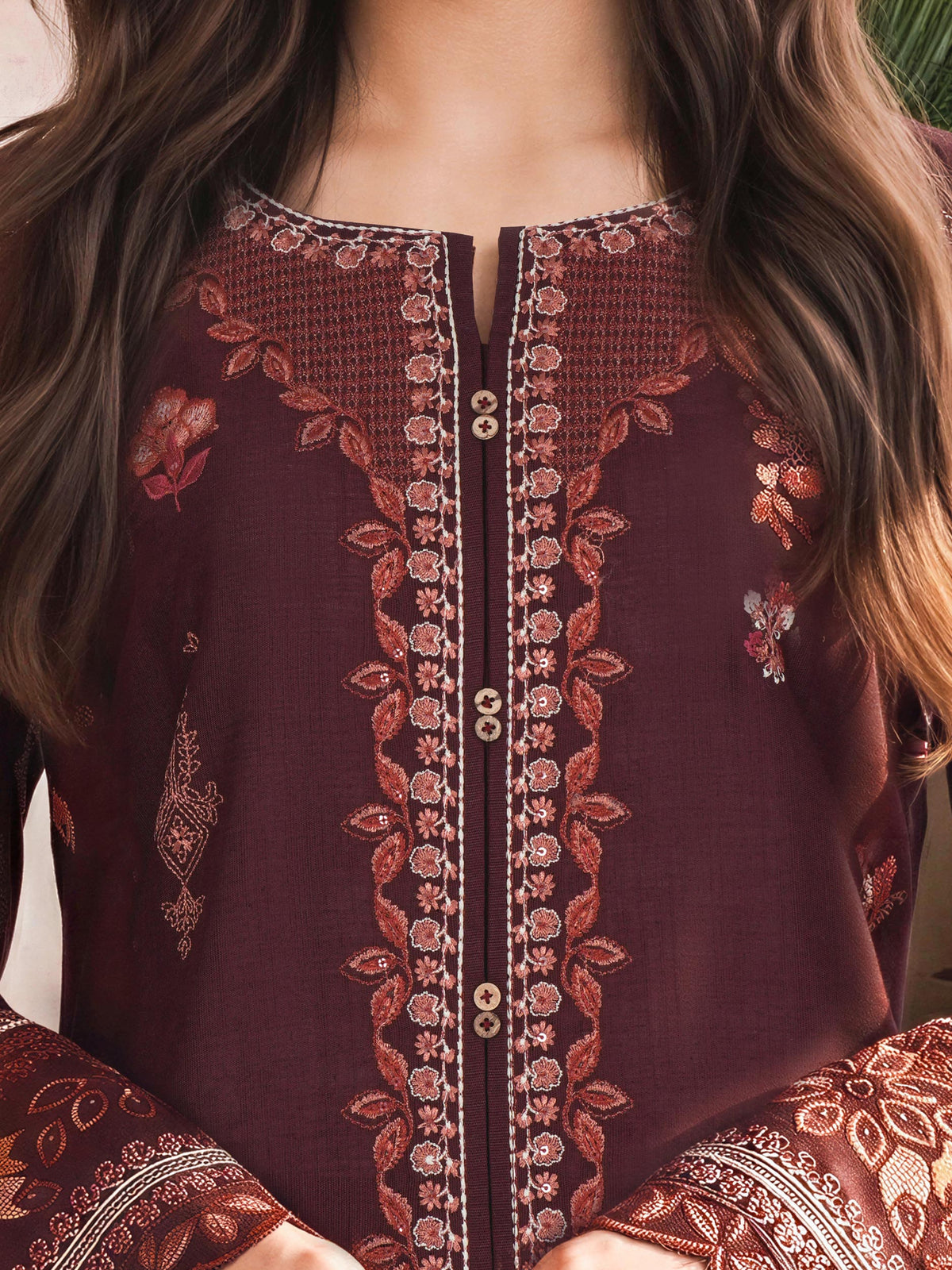 3 Piece Slub Khaddar Suit- Embroidered (Unstitched)