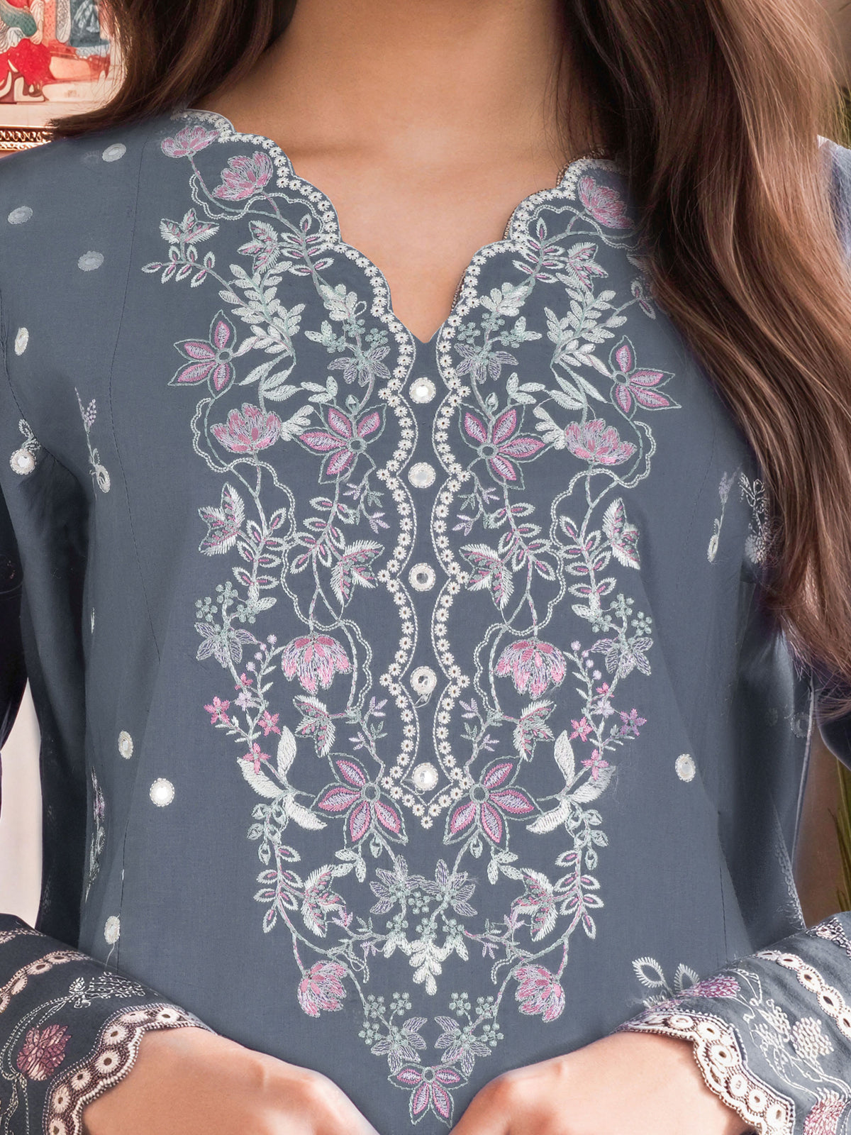 3 Piece Poly Khaddar Suit- Embroidered (Unstitched)