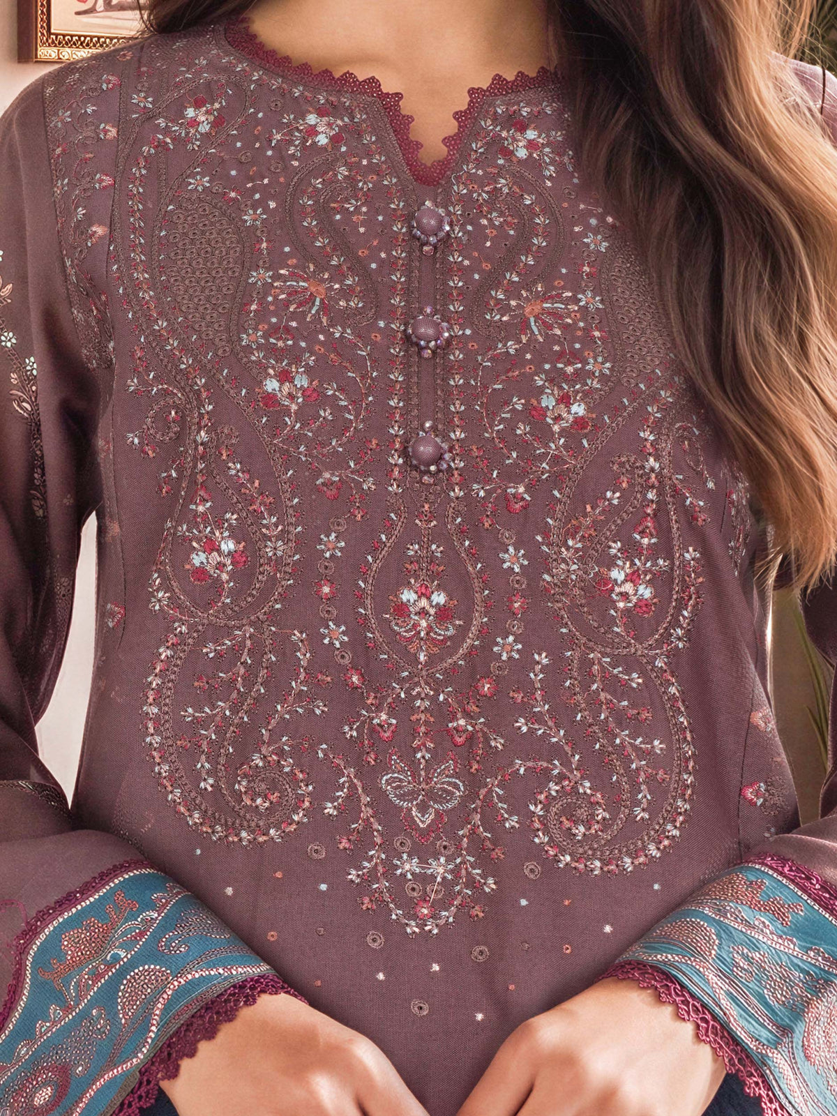3 Piece Slub Khaddar Suit- Embroidered (Unstitched)