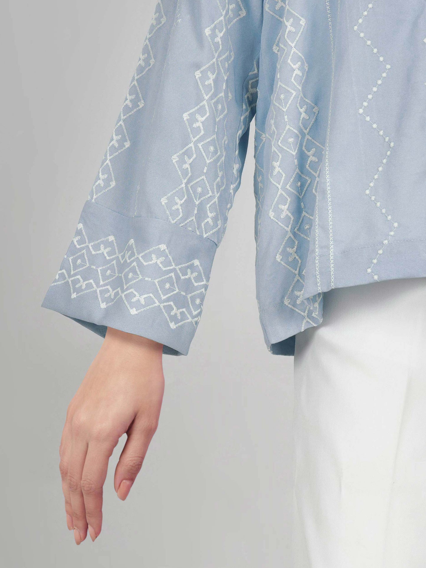 Denim Top- Embroidered