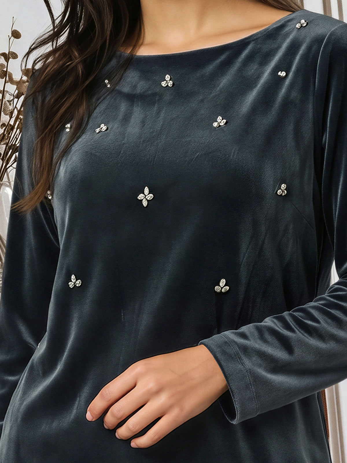 Velour Co-ord Set- Embellished