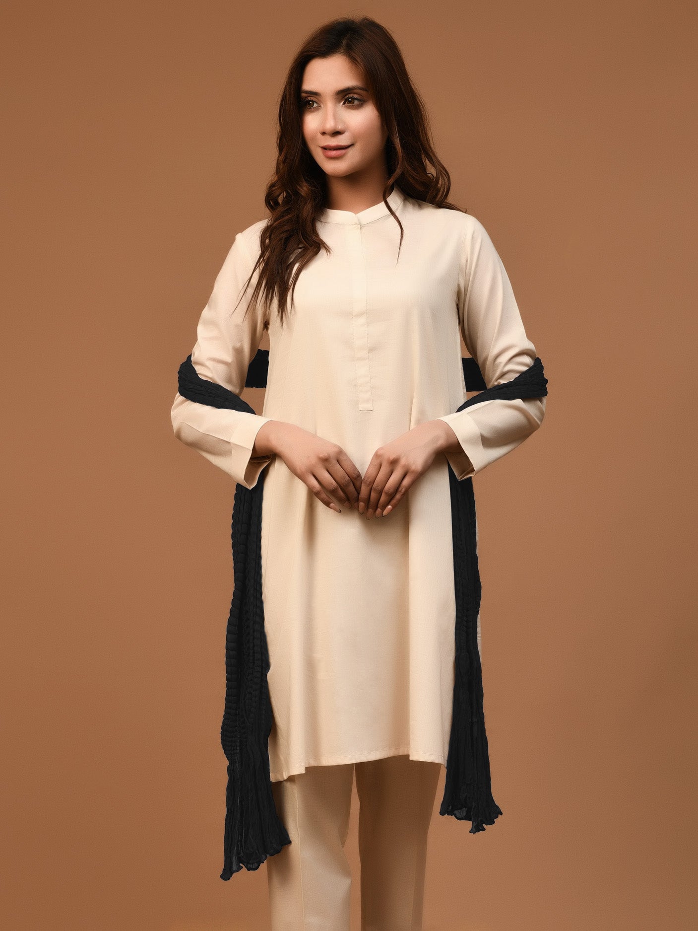 Crushed Dupatta - Black