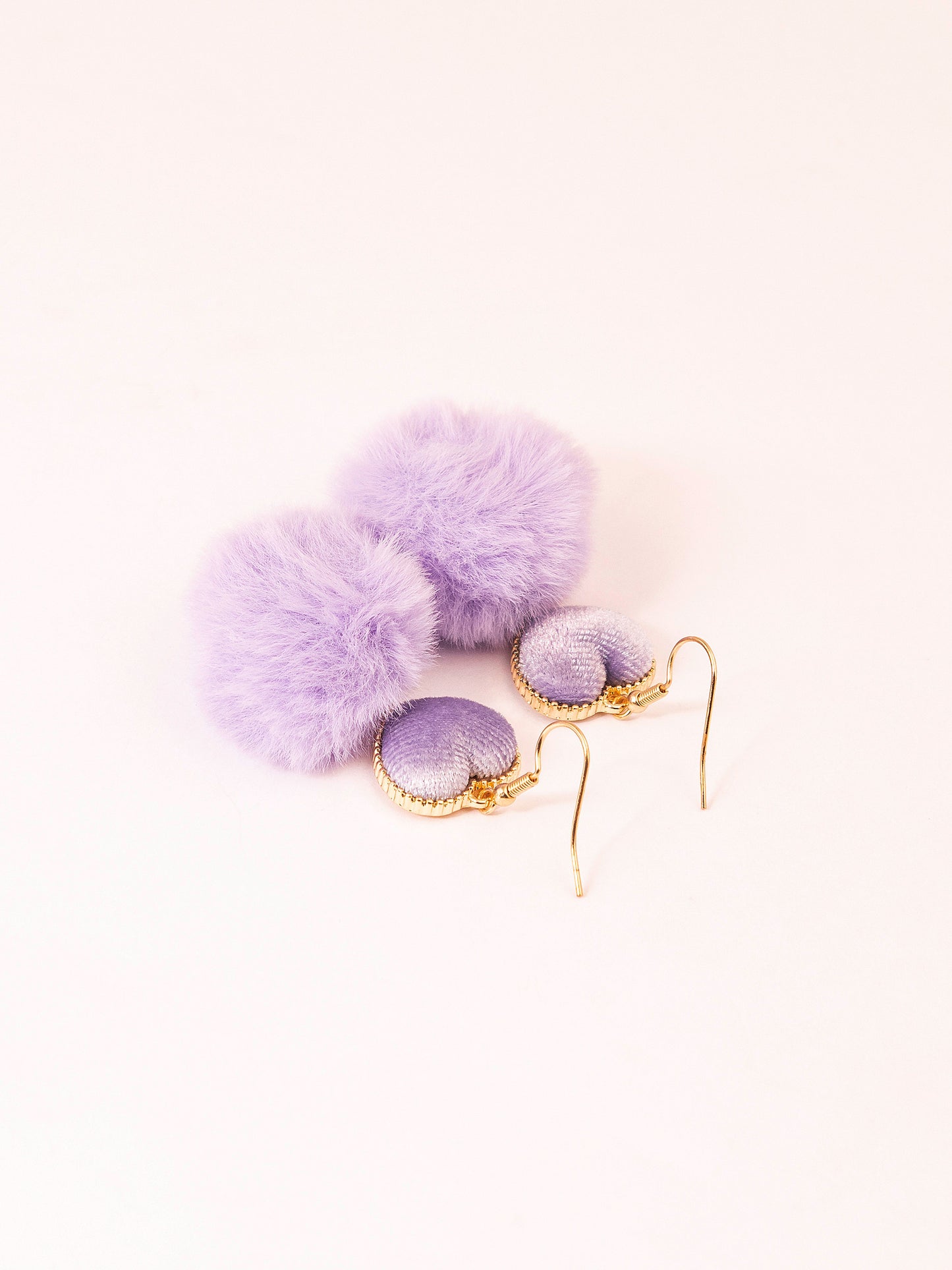 Heart Pompom Drop Earrings