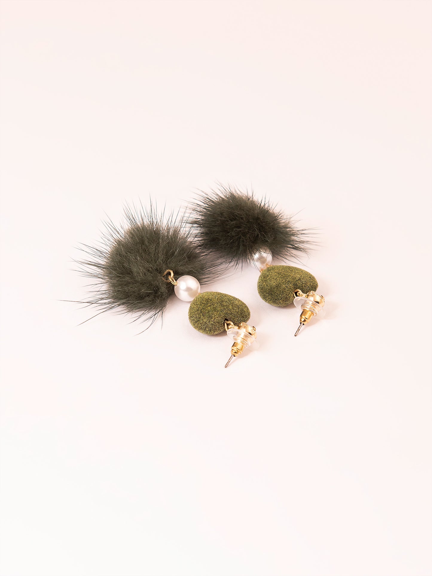 Heart Pompom Drop Earrings