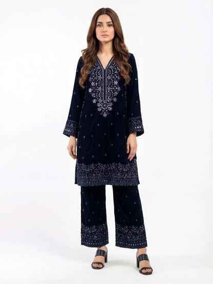 2 Piece Velvet Suit- Embroidered (Pret)