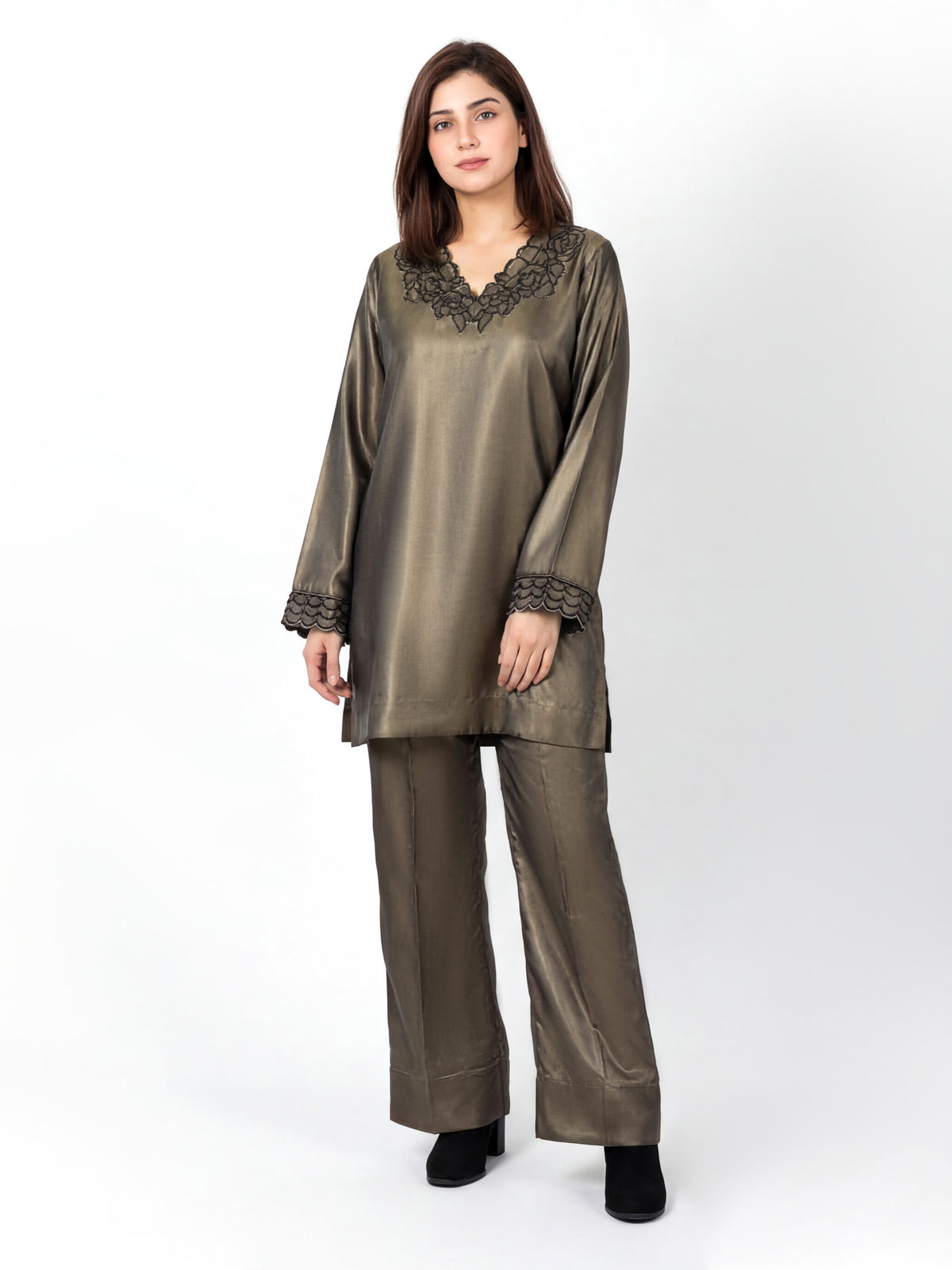 Silk Co-ord Set- Embroidered