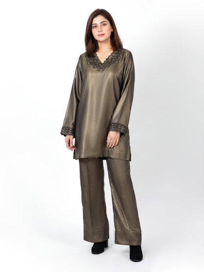Silk Co-ord Set- Embroidered