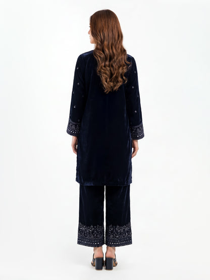 2 Piece Velvet Suit- Embroidered (Pret)