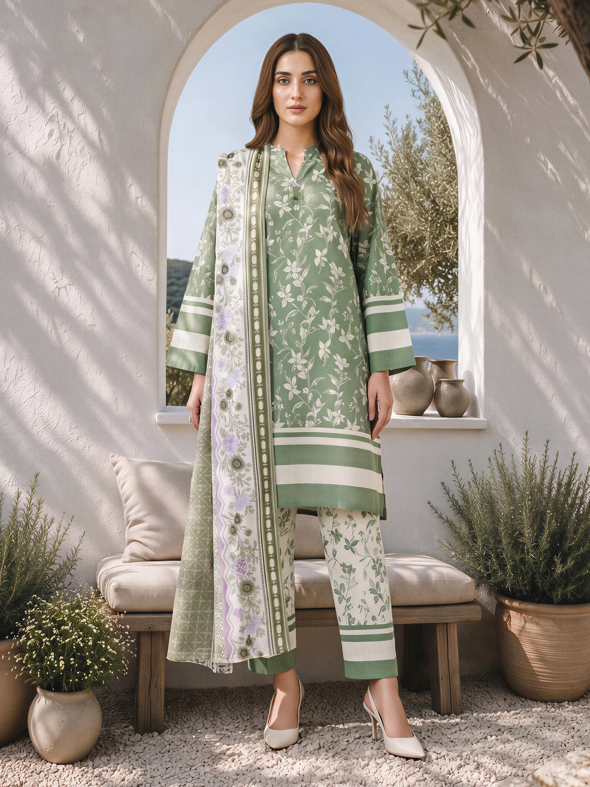 3 Piece Slub Khaddar Suit (Unstitched)