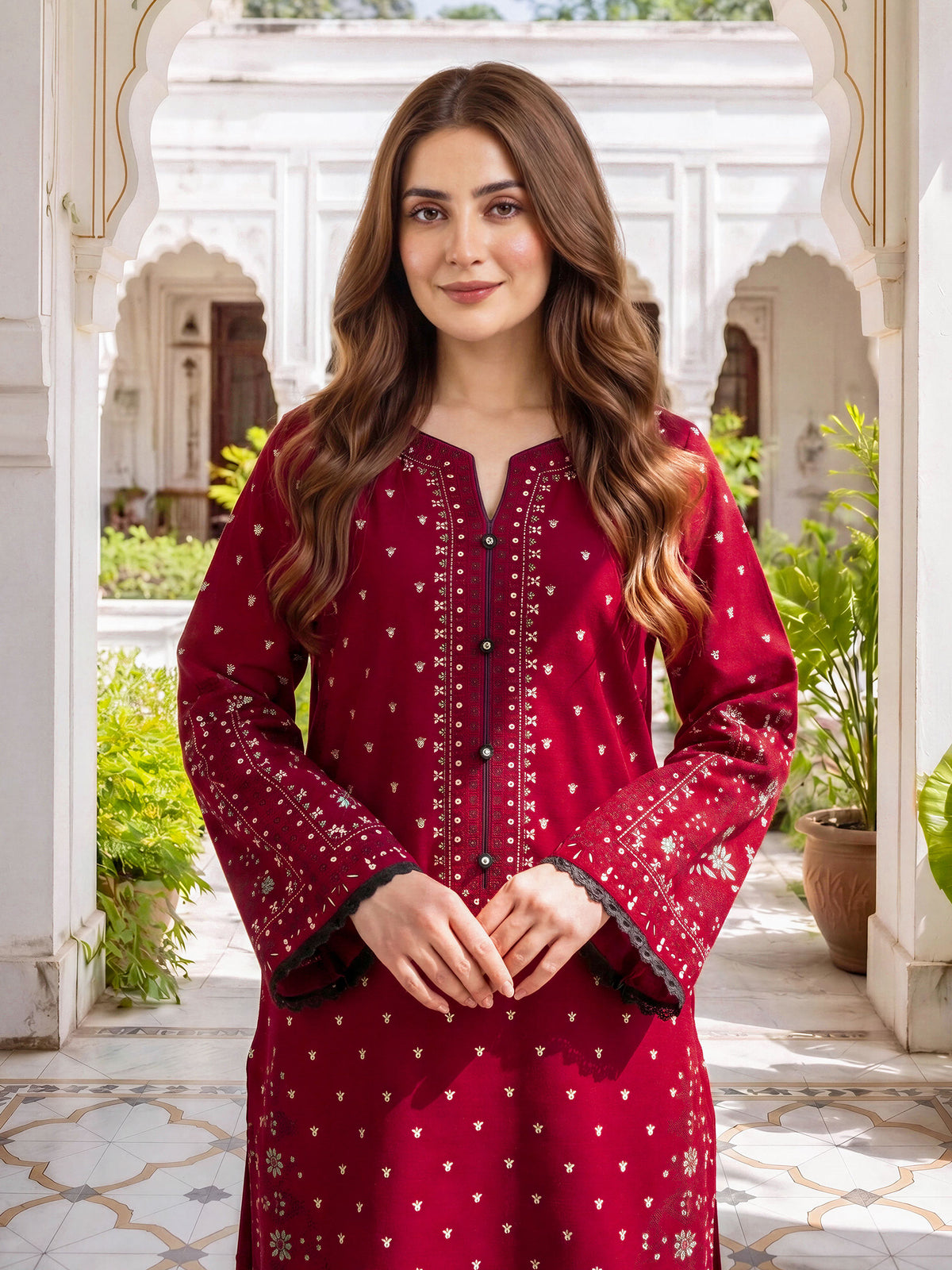 3 Piece Khaddar Suit-Paste Print (Unstitched)