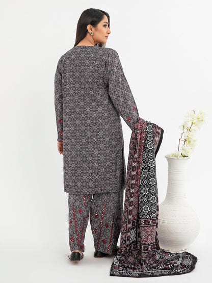 3 Piece Karandi Suit-Embroidered (Pret)