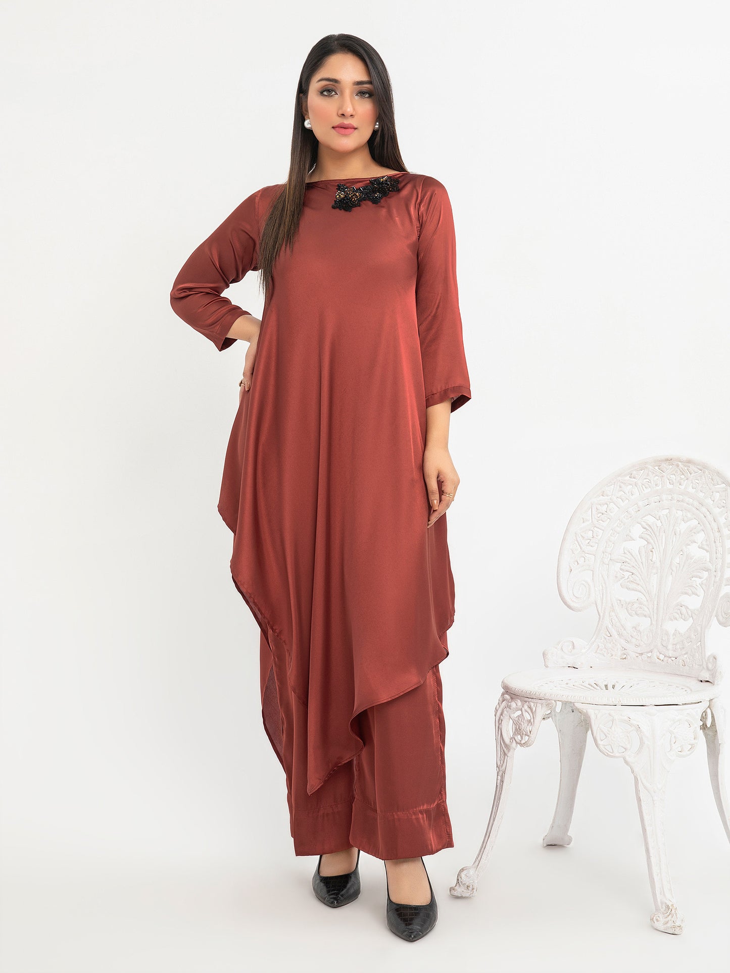 2 Piece Silk Suit-Embroidered (Pret)