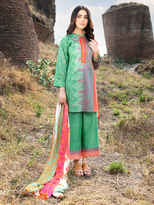 03-Piece Printed Lawn Suit With Heavy Embroidery - Ready To Wear