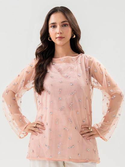 Embroidered Net Top