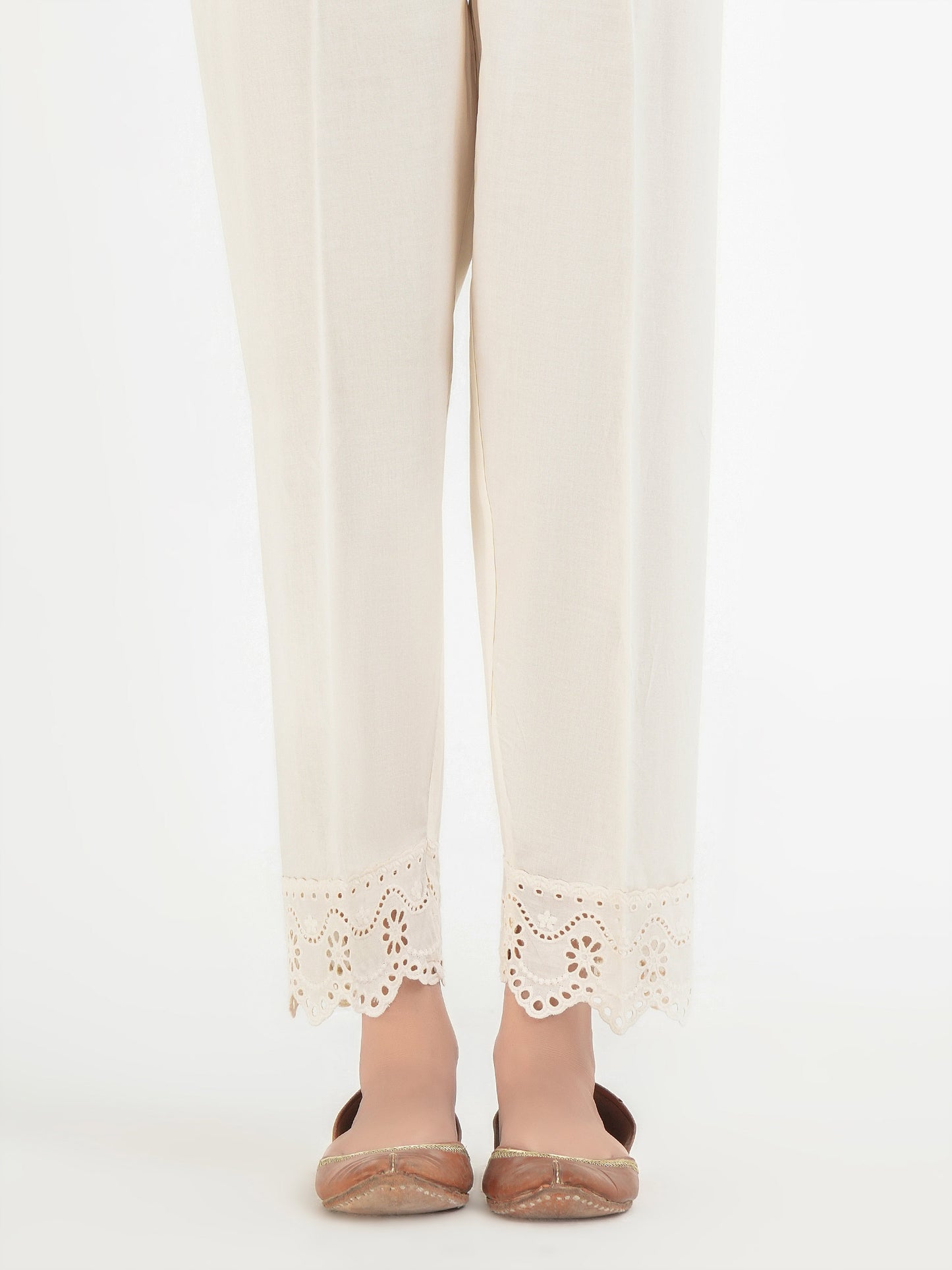 Embroidered Cambric Trousers (Pret)