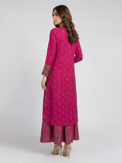2 Piece Raw Silk Suit- Embroidered (Pret)