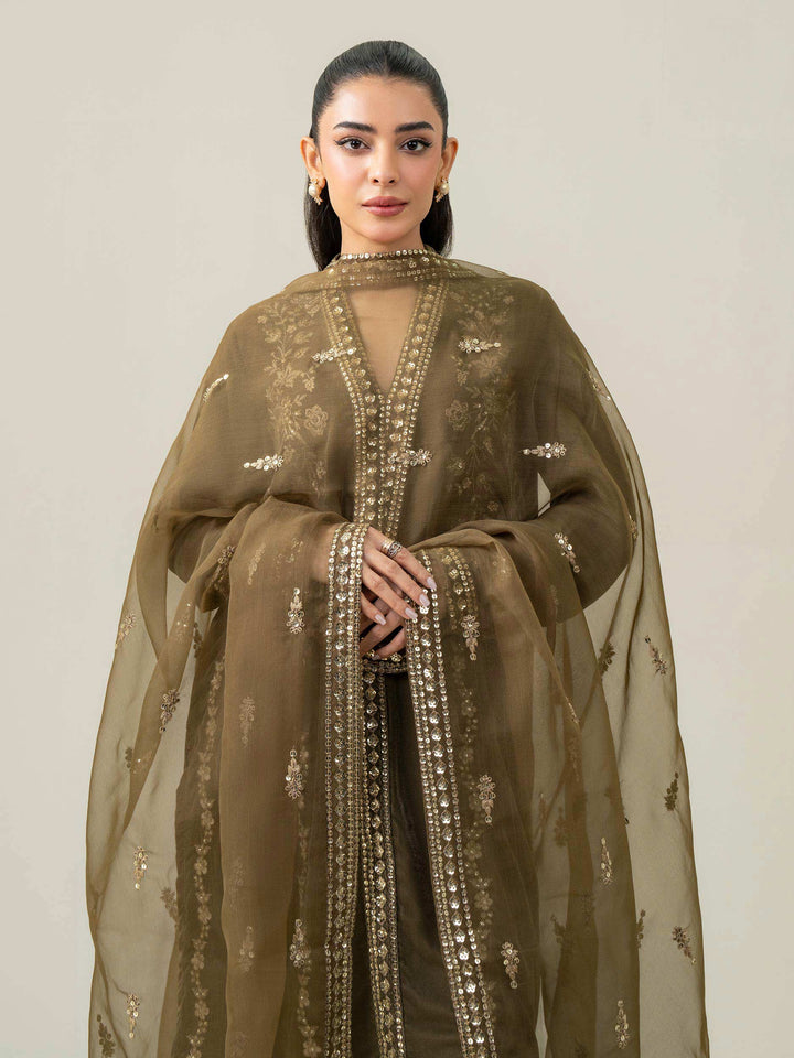 Naayas Pret Embroidered Velvet 2 Piece Suit Amber
