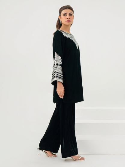 2 Piece Velvet Suit-Embroidered (Pret)