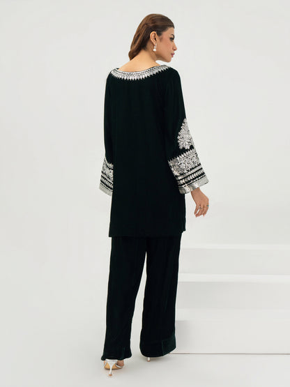 2 Piece Velvet Suit-Embroidered (Pret)