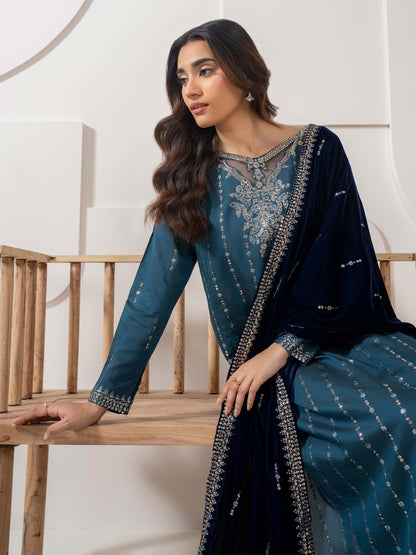 3 Piece Silk Suit-Embellished (Pret)