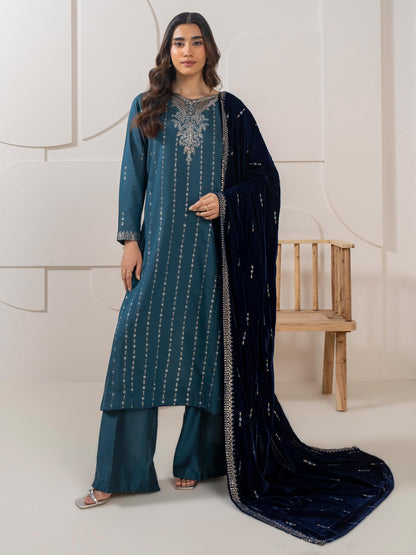 3 Piece Silk Suit-Embellished (Pret)