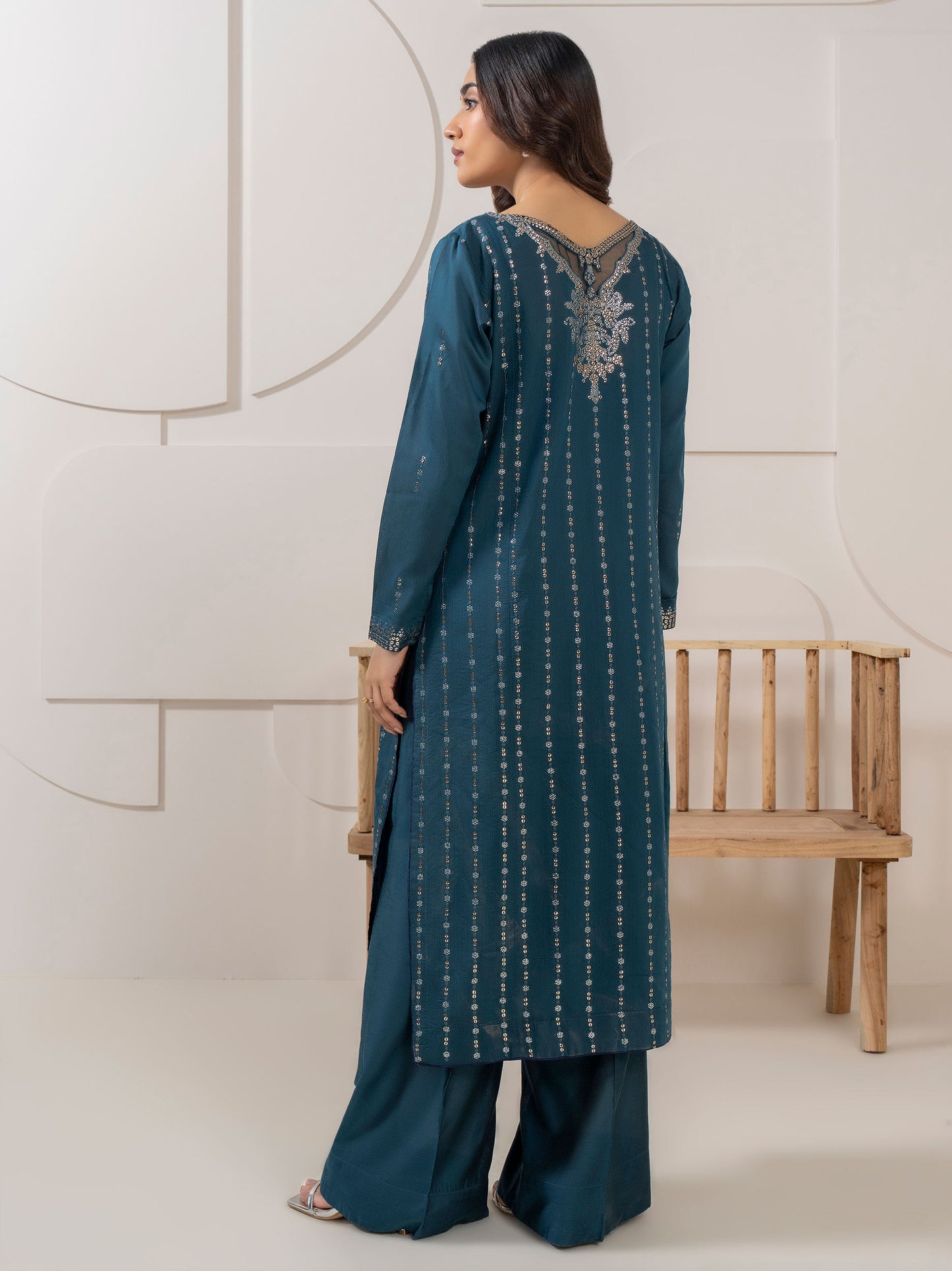 3 Piece Silk Suit-Embellished (Pret)