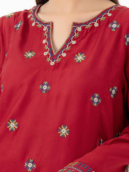 2 Piece Viscose Suit-Embroidered (Pret)