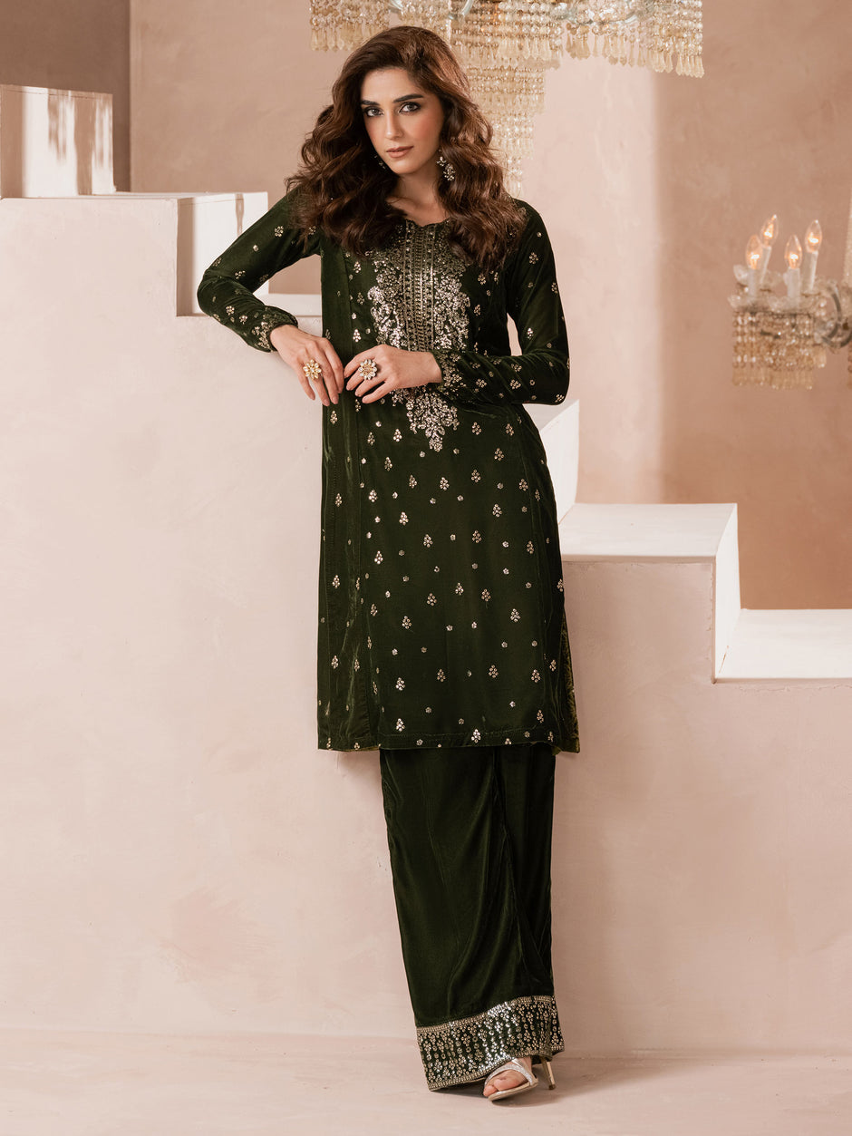 Stitch Vibes Pret Dyed Velvet 2 Piece Suit Serenade